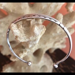Elegant Solid Sterling Silver bangle, handmade in  Africa, tribal design style.